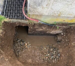 Wet basement with signs of water damage