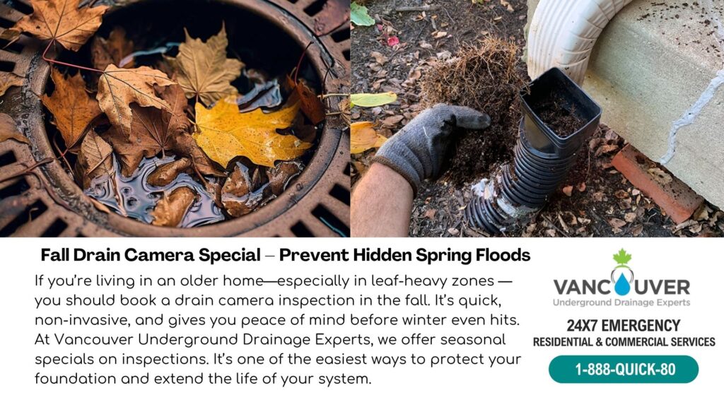 Fall drain camera inspection offer to prevent spring flooding in residential homes