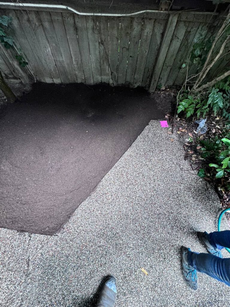 Compacted gravel finish on a leveled surface prepared for construction or landscaping