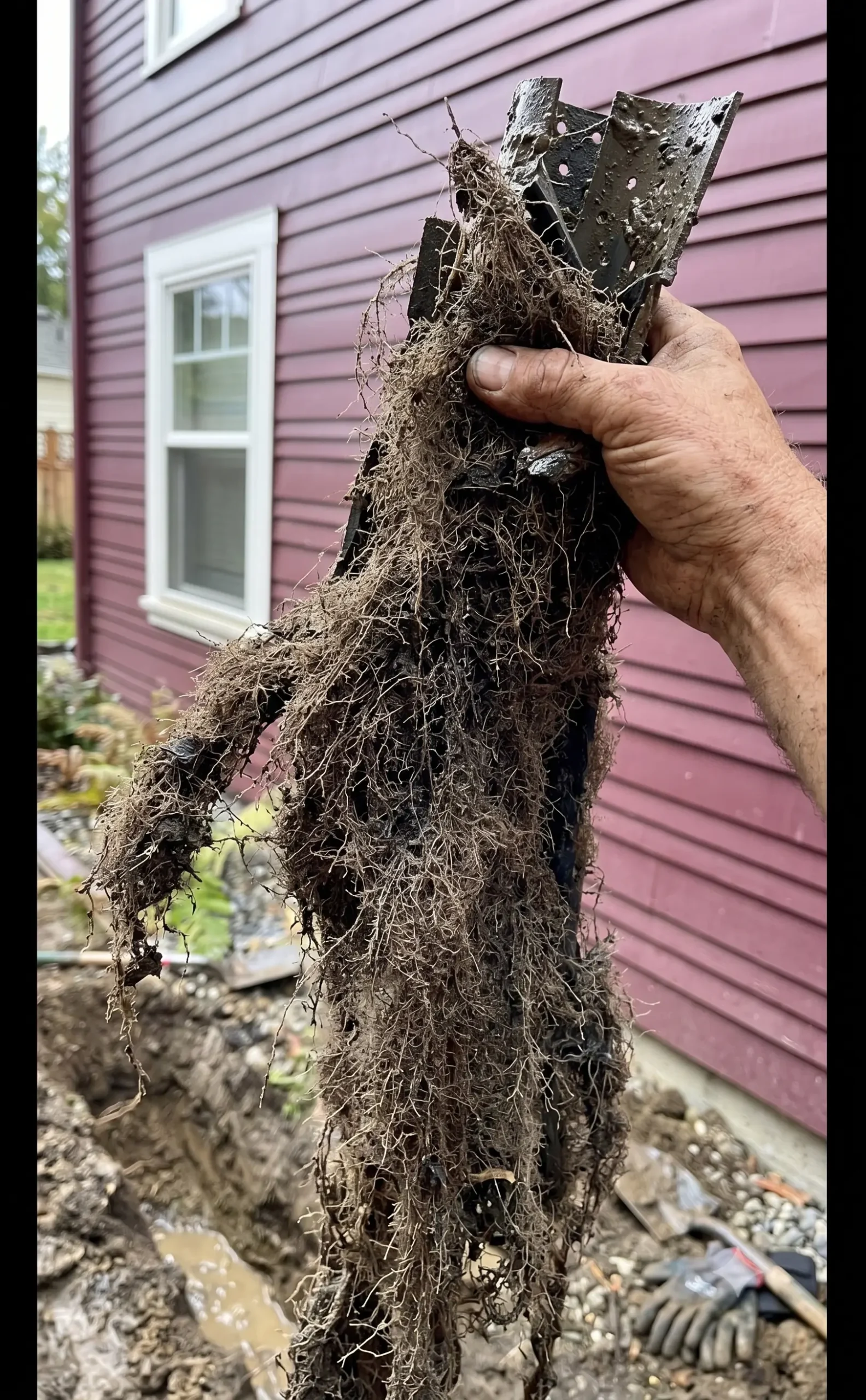 Root removal from perimeter drainage pipe