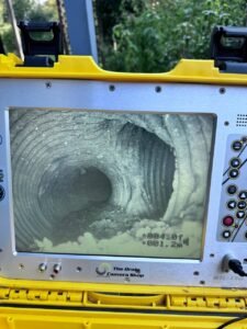 Drain camera inspection showing the inside of a residential drain pipe in Vancouver, BC.