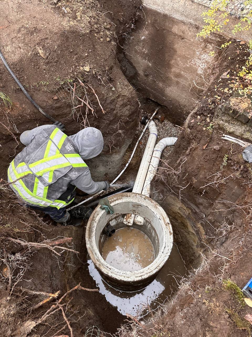 Drainage system connected to a sump pit in a yard