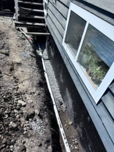 French drain installed beside a home in Vancouver