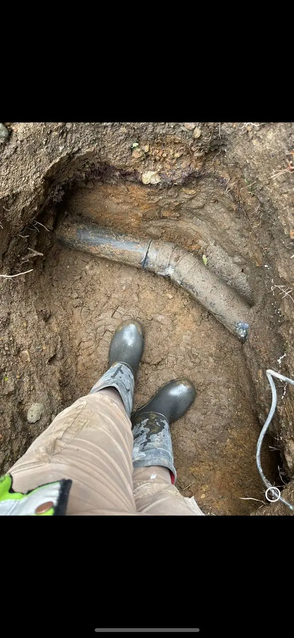 Broken underground drainage pipe