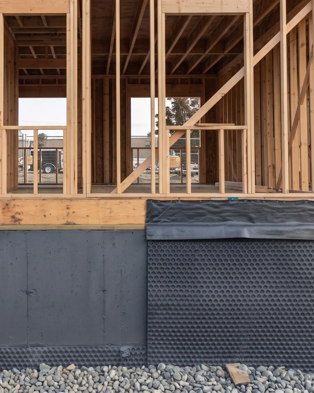 New construction foundation waterproofing before backfill in Greater Vancouver
