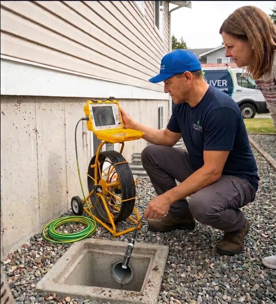 Drain camera inspection at a Greater Vancouver property