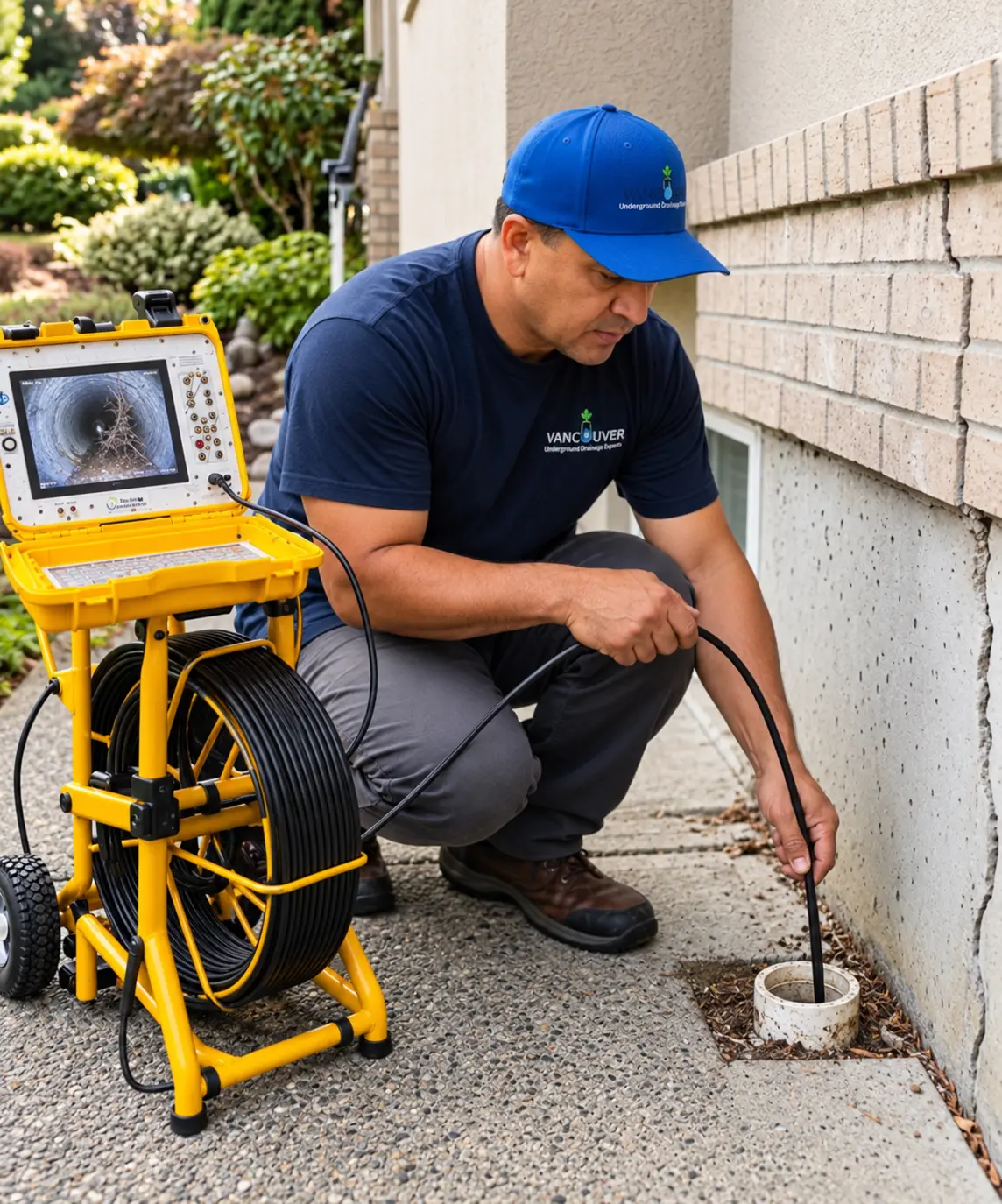 Foundation specialist investigating conditions around a foundation