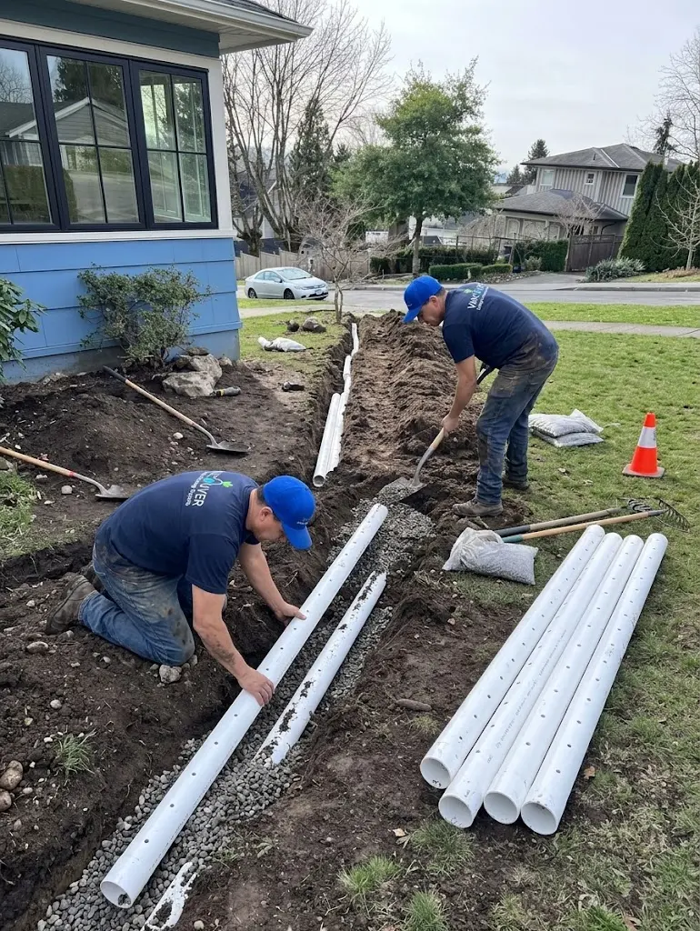 French drain installation in Greater Vancouver
