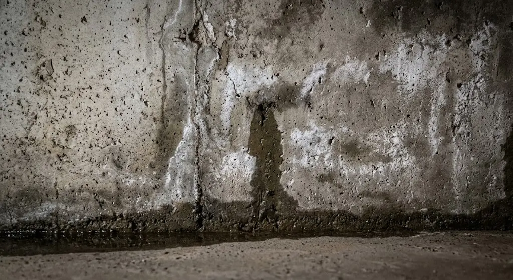 Water collecting beside a foundation wall