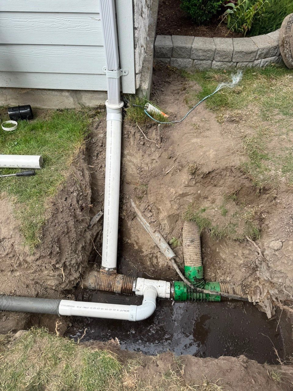Older and newer weeping tile drainage connected together
