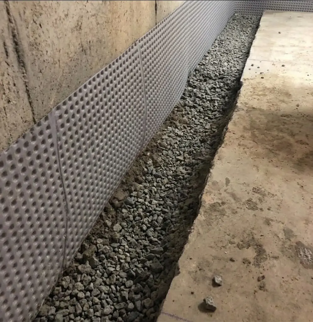 Basement waterproofing and interior drainage work