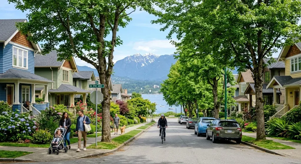 Vancouver neighbourhood and mountains
